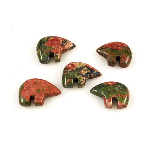 Carved Zuni Unakite Bear Beads