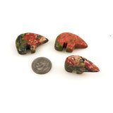 Carved Zuni Unakite Bear Beads