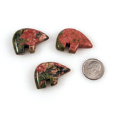 Carved Zuni Unakite Bear Beads