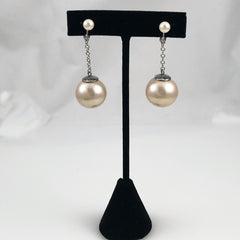 Vendome Pearl Clip Sterling On Earrings 1960's Vintage