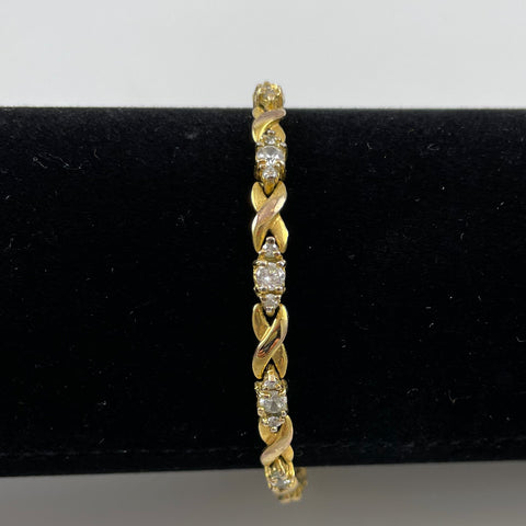 Vintage Sterling Silver Vermeil CZ Bracelet