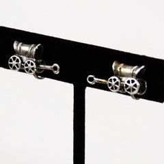 Sterling Covered Wagon Screw On Earrings Vintage