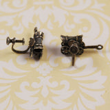 Sterling Covered Wagon Screw On Earrings Vintage