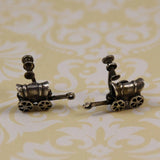 Sterling Covered Wagon Screw On Earrings Vintage