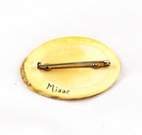  Signature of Miaac Inuit Scrimshaw Walrus Tooth Pin 