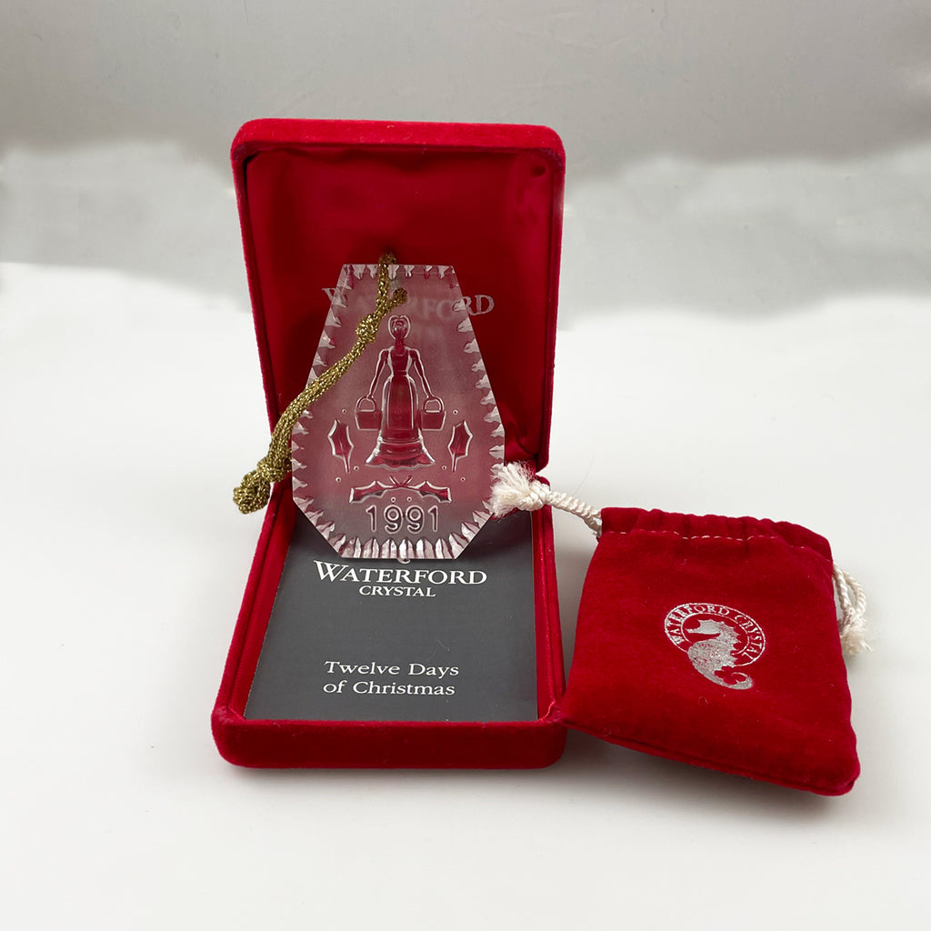 Waterford Crystal 1991 Maids-a-Milking Ornament