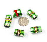 Millefiori Italian Trade Bead Tubes - Christmas Green