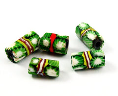 Millefiori Italian Trade Bead Tubes - Christmas Green 2