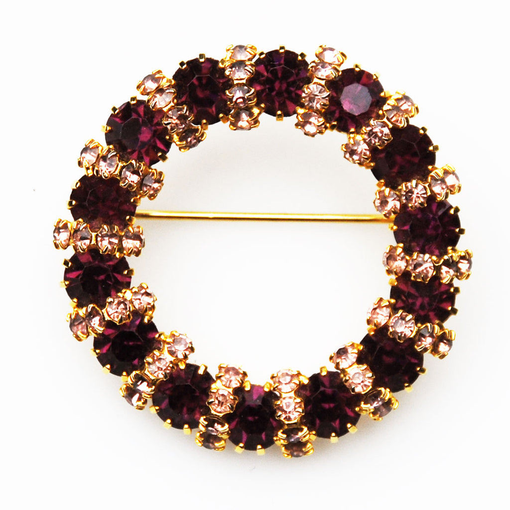 Weiss Amethyst Rhinestone Wreath Brooch