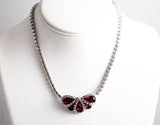 Weiss Fuchsia Rhinestone Necklace 1950's