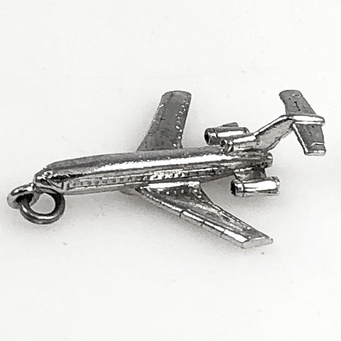 Sterling Jet Airplane Charm Pendant by Wells Vintage