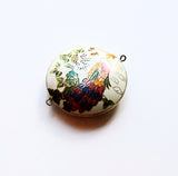 White Cloisonne Peacock Pendant Vintage Chinese