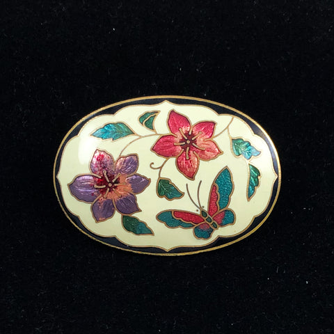 White Cloisonne Scarf Clip