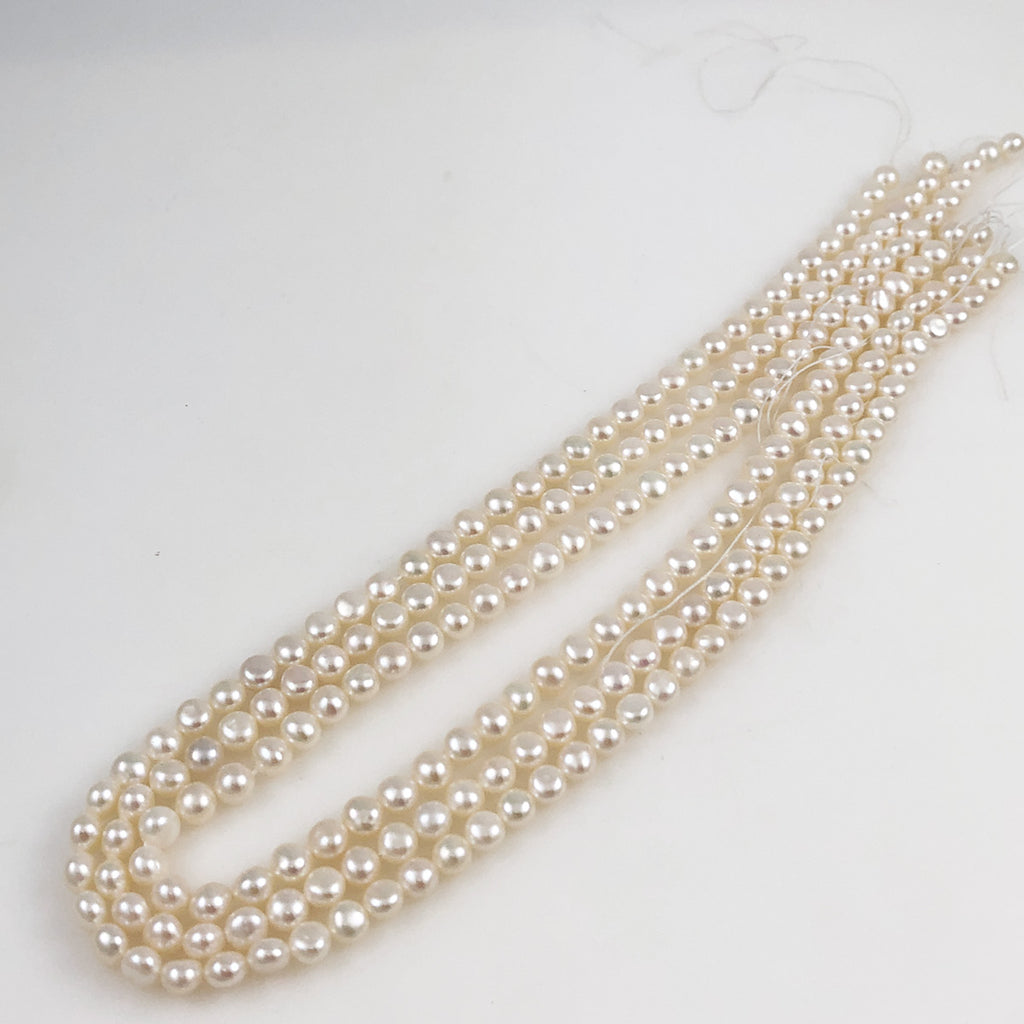 White Freshwater Potato Pearl Beads 6mm