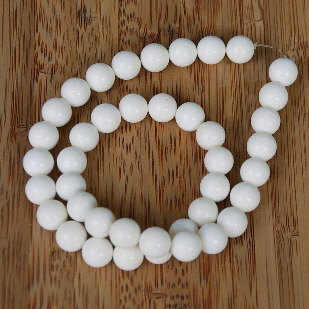 white sponge coral round beads 10mm