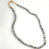 African Trade Bead White & Blue Millefiori Necklace