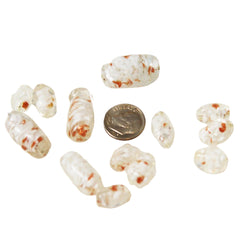 White & Copper Venetian Aventurine Twist Beads