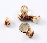 White & Copper Venetian Aventurine Round Beads