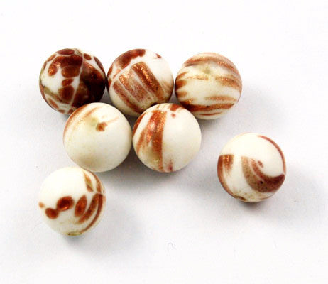 White & Copper Venetian Aventurine Round Beads