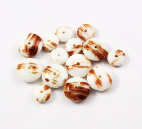 White & Copper Venetian Aventurine Rondelle Beads