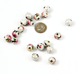 Cloisonne White Round Beads Vintage Chinese
