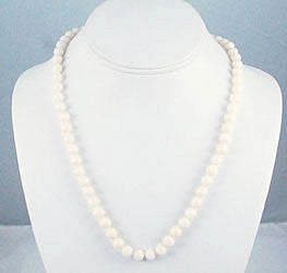White Coral Rounds Necklace 6-7mm 14Kt Gold Clasp