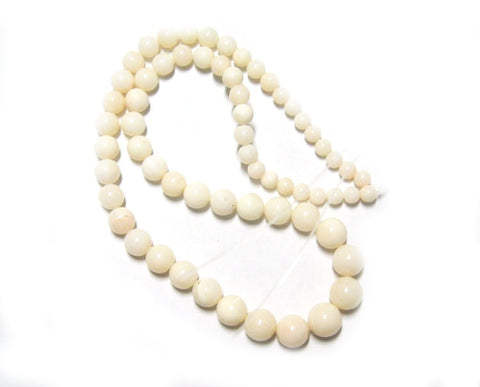 Graduated Vintage White Coral Gemstone Rounds