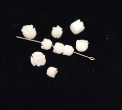 White Coral Carved Tulip Beads (6)