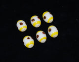  Hand Painted White & Yellow Porcelain Oval Beads