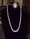 Victorian White Coral Rounds Necklace Rope Length