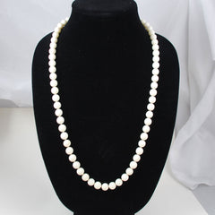 White Coral Rounds Necklace 10mm Opera 14Kt Gold Clasp Vintage