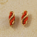 Winard Coral Gold Filled Earrings Signed Vintage