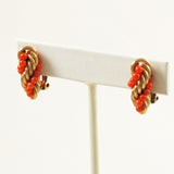 Winard Coral Gold Filled Earrings Signed Vintage