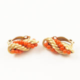 Winard Coral Gold Filled Earrings Signed Vintage