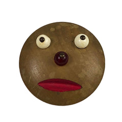 Wooden Face Brooch 1930's Antique