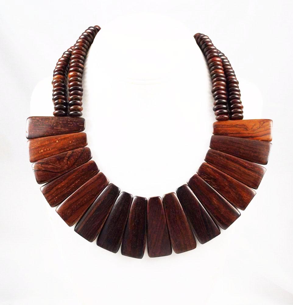 Vintage Wood Collar Necklace