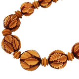 Carved Celluloid Faux Wood Bead Necklace