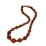 Carved Celluloid Faux Wood Bead Necklace