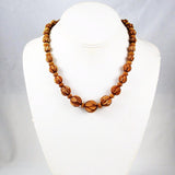 Carved Celluloid Faux Wood Bead Necklace