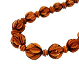 Carved Celluloid Faux Wood Bead Necklace
