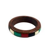 Colorful Wood Inlaid Bangle Bracelet Vintage
