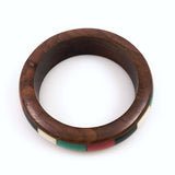 Colorful Wood Inlaid Bangle Bracelet Vintage