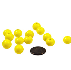 Yellow Lamp Work 10mm Glass Beads- (12)