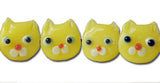 Yellow Lamp Work Cat Beads Vintage 