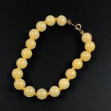 Yellow Jade Beaded Bracelet 14K Clasp