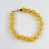 Yellow Jade Beaded Bracelet 14K Clasp