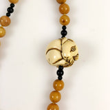 Vintage Chinese jade necklace carved rabbit