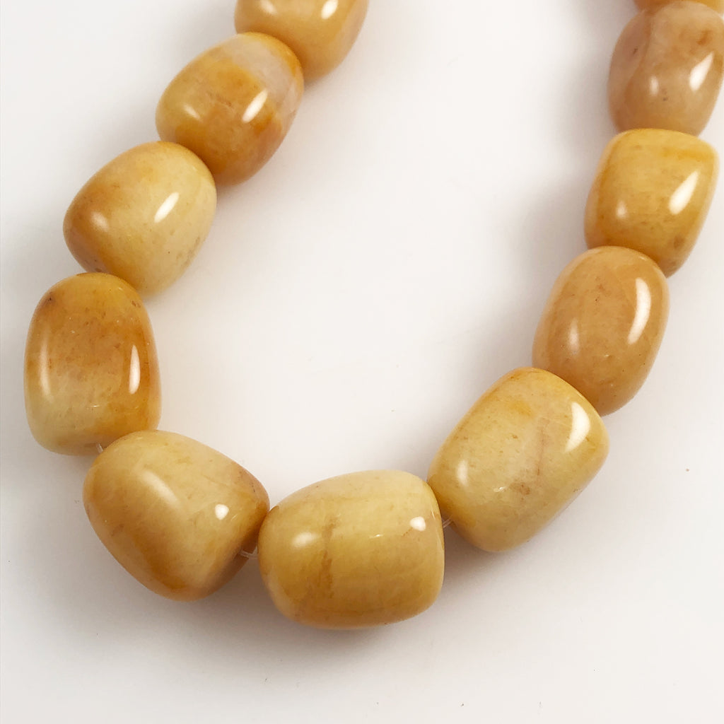 Large Yellow Jasper Gemstone Barrel Beads