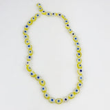 Yellow & Blue Glass Millefiori Beads Flat Ovals
