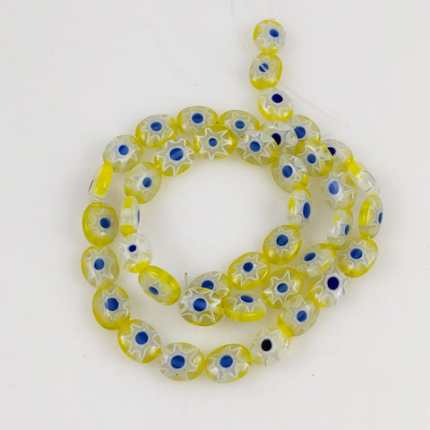 Yellow & Blue Glass Millefiori Beads